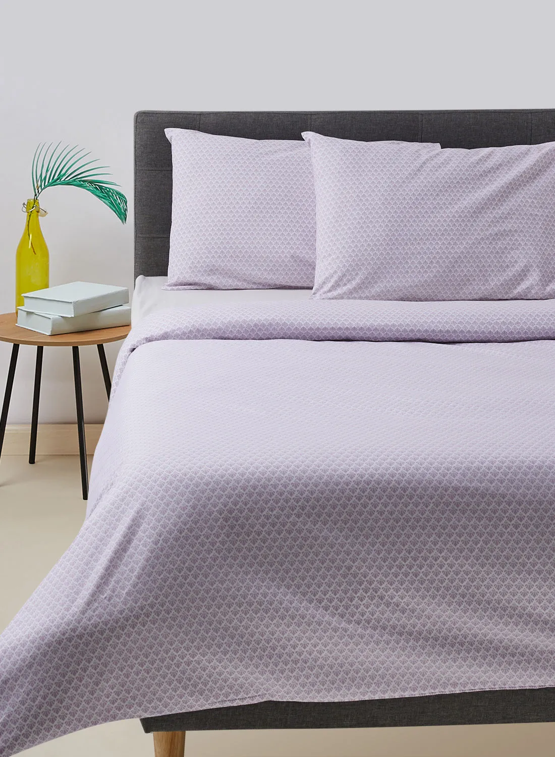 noon east Duvet Cover With Pillow Cover 50X75 Cm, Comforter 160X200 Cm, - For Queen Size Mattress - Purple 100% Cotton Percale - 180 Thread Count