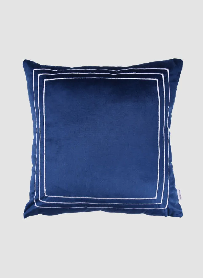 ebb & flow Velvet Cushion  with Embroidery, Unique Luxury Quality Decor Items for the Perfect Stylish Home Blue 45 x 45cm