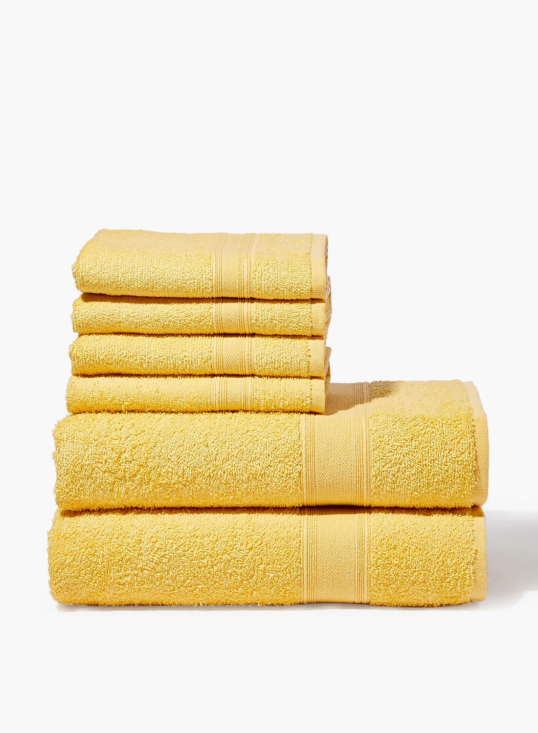 Amal 6 Piece Bathroom Towel Set - 400 GSM 100% Cotton Terry - 4 Hand Towel - 2 Bath Towel - Yellow Color -Quick Dry - Super Absorbent