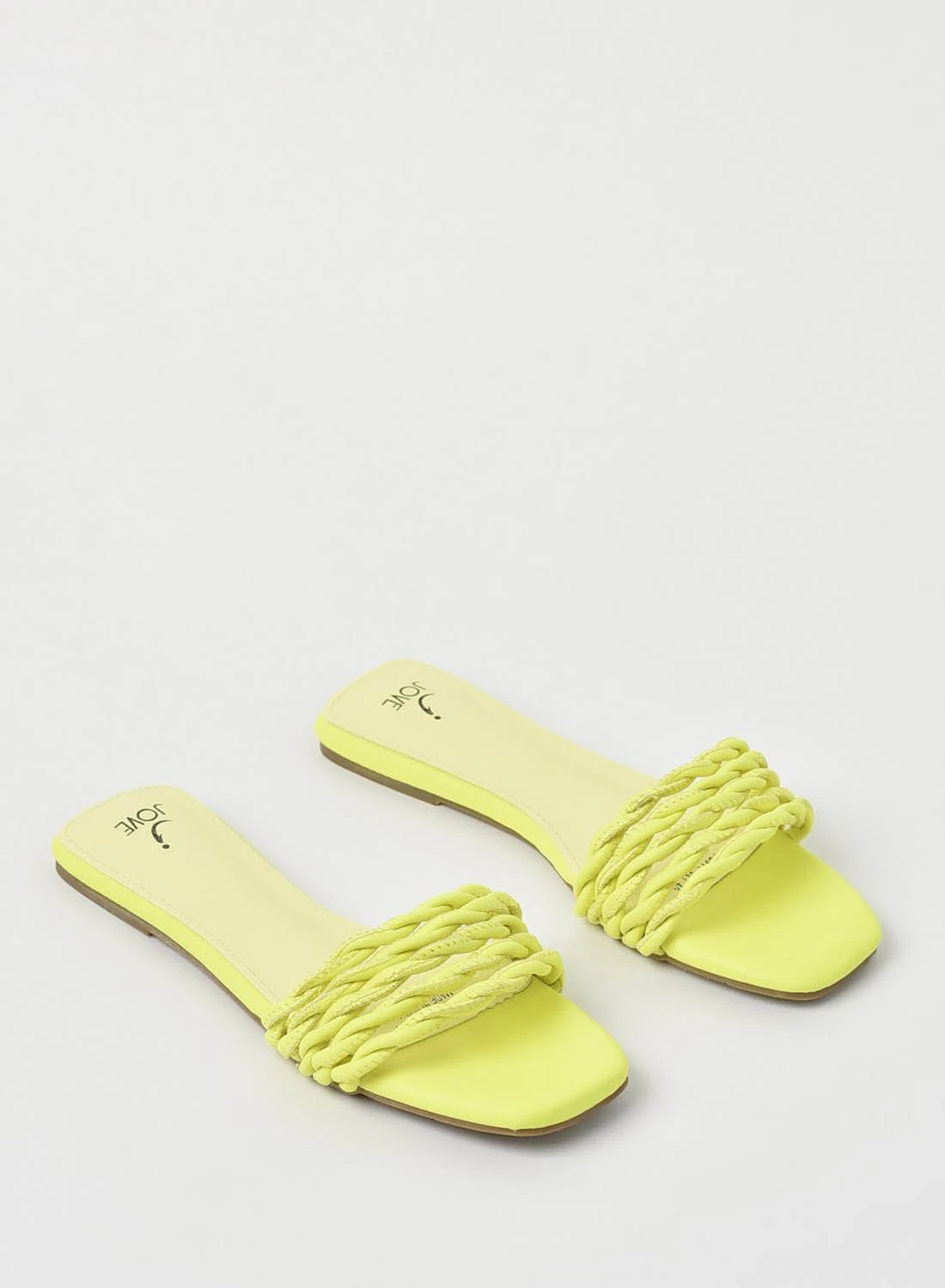 Jove Braided Broad Strap Flat Sandals Neon
