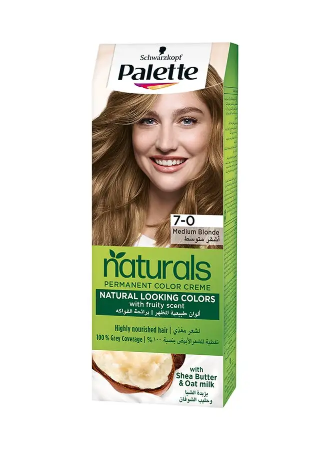 Palette Natural Hair Colour Cream 7-0, Medium Blonde 7-0, Medium Blonde 50 ,50 & 10ml