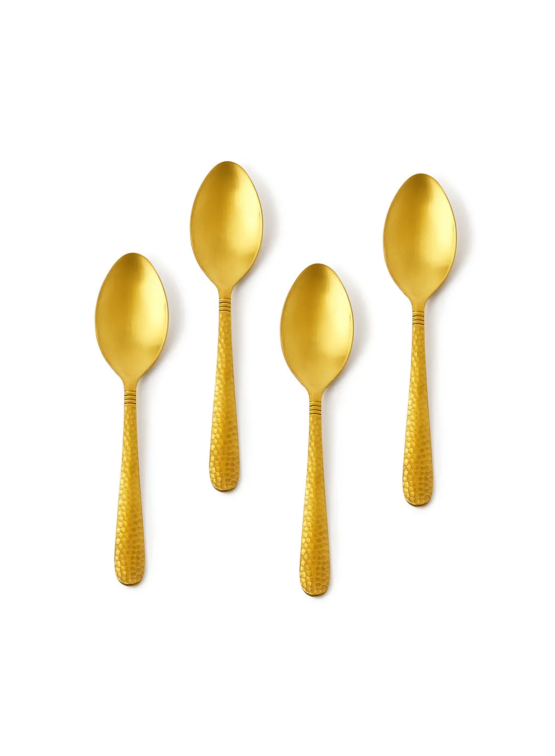 Amal 4 Piece Teaspoons Set - Made Of Stainless Steel - Silverware Flatware - Spoons - Spoon Set - Tea Spoons - Serves 4 - Design Gold Aster