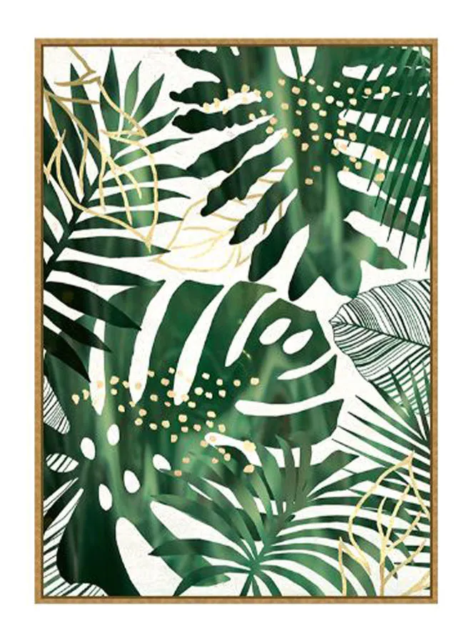 DECOREK Cactus Printed Sturdy Canvas Painting Green/White/Gold 57 x 71 x 4.5centimeter