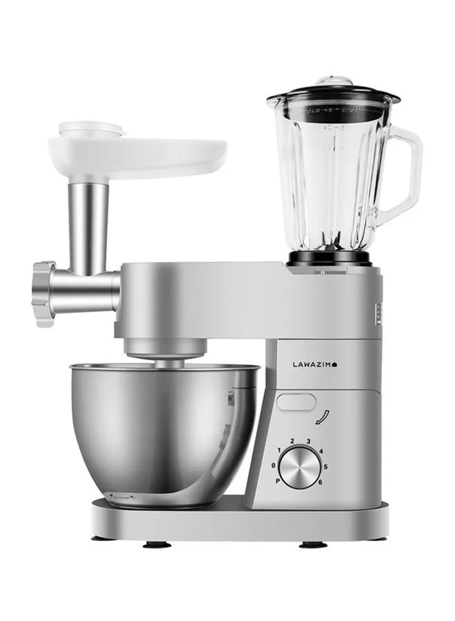 LAWAZIM 3-In-1 Professional Electric Dough Stand With Mixer Grinder And Juicer 5.5L 1200W 5.5 L 1200 W 05-2162-02 Silver