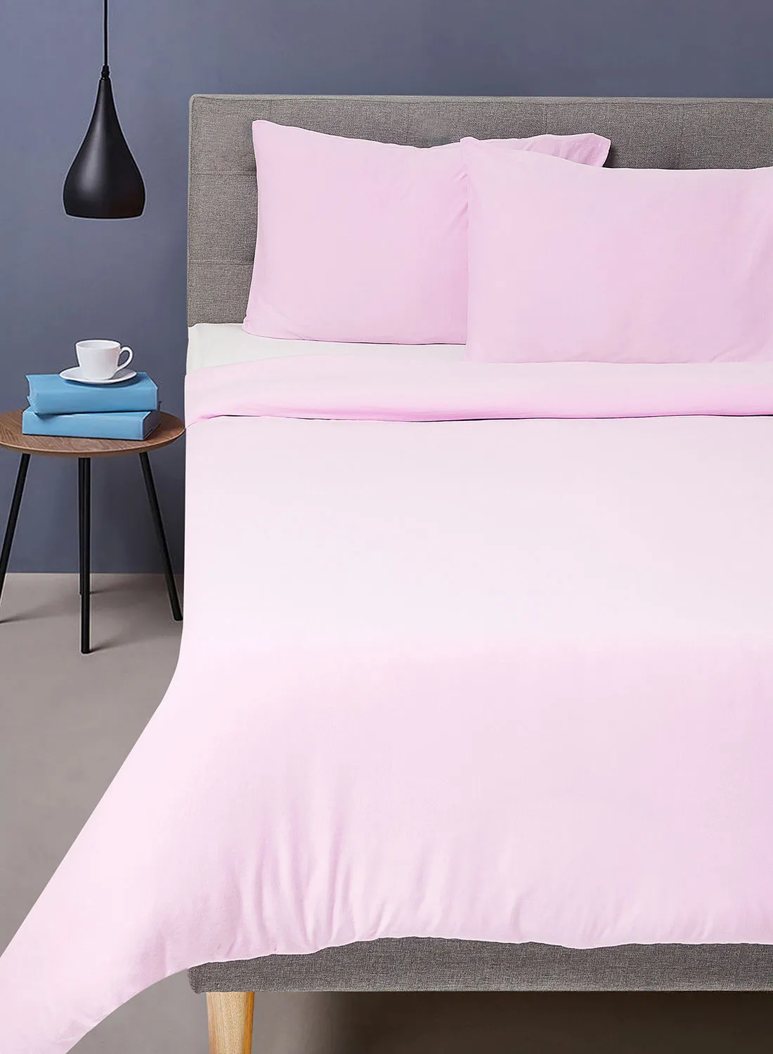 Noon East Duvet Cover Set- With 1 Duvet Cover 160X200 Cm And 2 Pillow Cover 48X74+12 Cm - For Twin Size Mattress - 100% Cotton 140 GSM Elderberry Twin