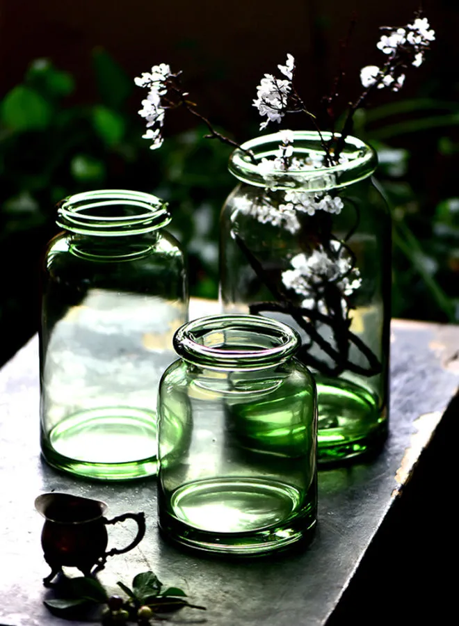 تبديل مزهرية زهور زجاجية مصنوعة يدويًا مواد ذات جودة فاخرة فريدة للمنزل الأنيق المثالي BXHD13155-203 أخضر 15.5 سم