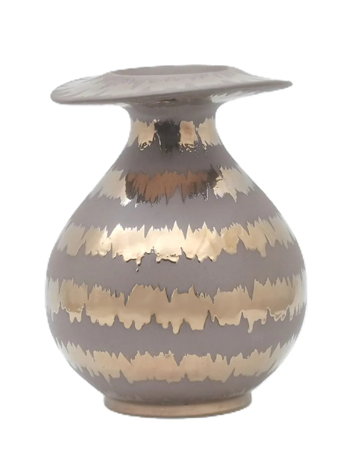 ebb & flow Metallic Glaze Ceramic Vase Unique Luxury Quality Material For The Perfect Stylish Home N13-033 Metallic/Grey 29.5 x 38cm