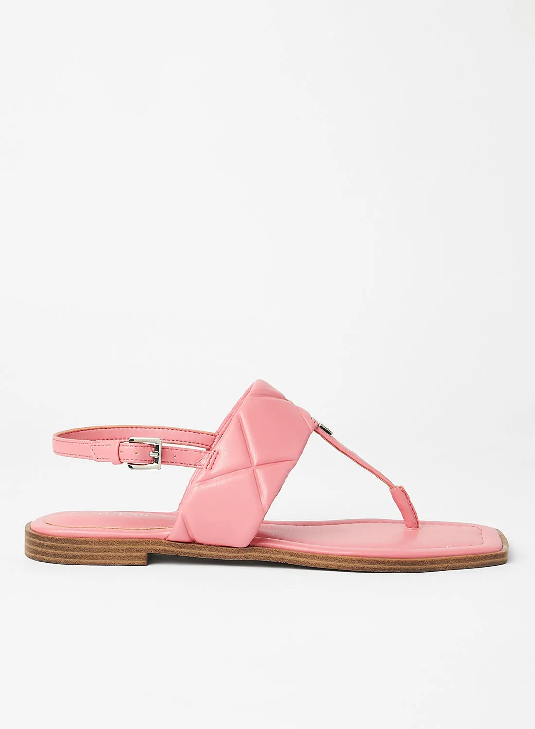 GUESS Arikka Quilted T-Strap Sandals Pink