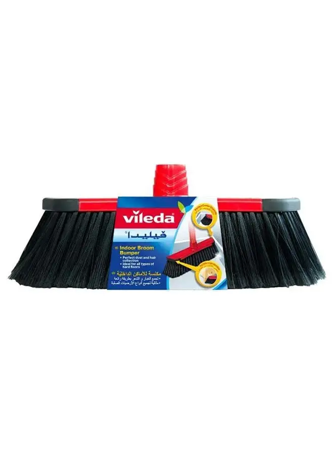 Vileda Indoor Rubber Broom with Stick for All Floor Types, Safe for Furniture Corners, Lightweight Multicolor