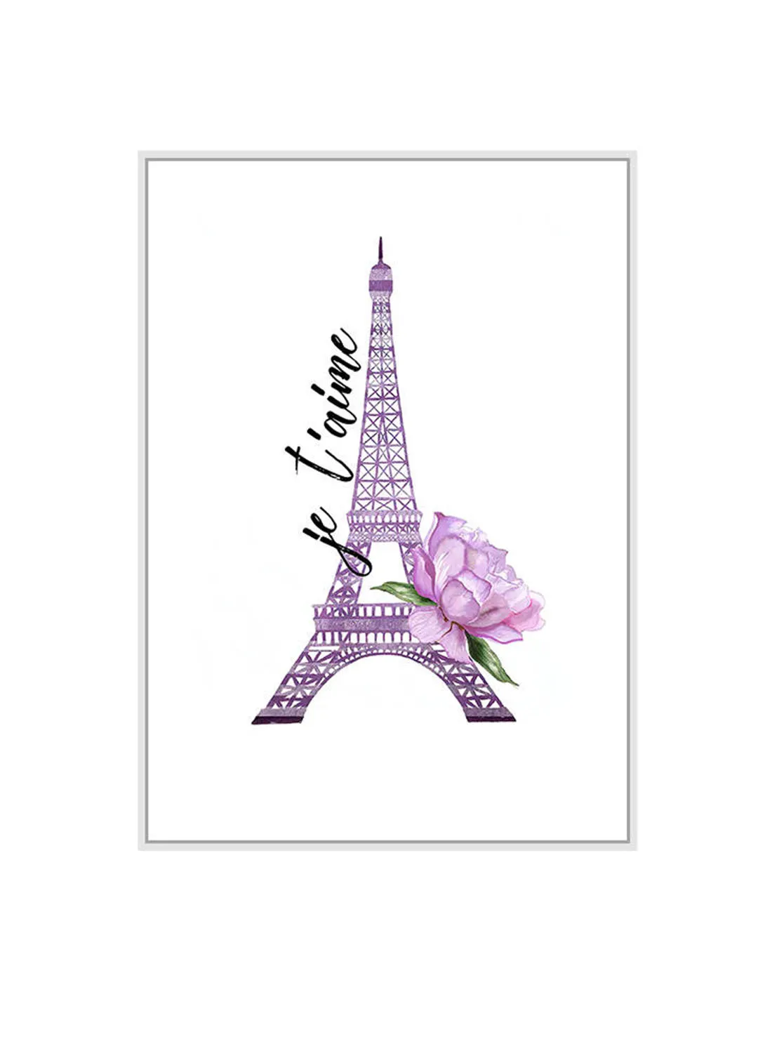 DECOREK Paris Eiffel Tower Printed Canvas Painting Purple/Black 57 x 71 x 4.5centimeter