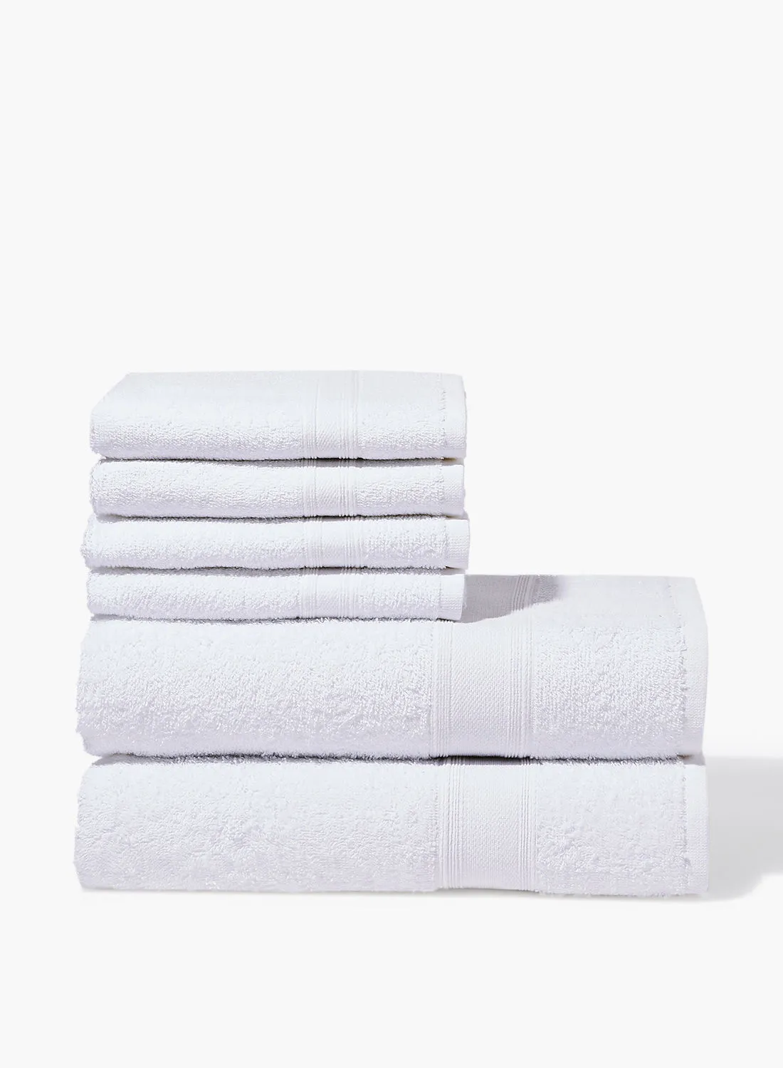 Amal 6 Piece Bathroom Towel Set - 400 GSM 100% Cotton Terry - 4 Hand Towel - 2 Bath Towel - White Color -Quick Dry - Super Absorbent