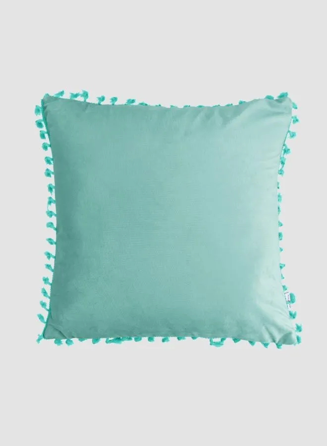 ebb & flow Elegant Velvet Tassel Cushion, Unique Luxury Quality Decor Items For The Perfect Stylish Home Green 45 x 45cm