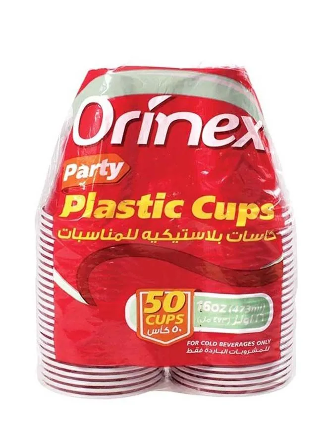 Orinex 50-Piece Party Plastic Cups Set Red 473ml 