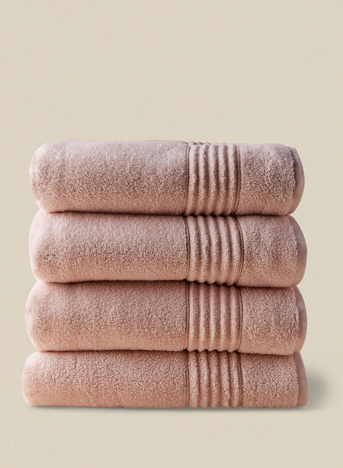 noon east 4 Piece Bathroom Towel Set - 500 GSM 100% Cotton - 4 Bath Towel - Rose Color - Highly Absorbent - Fast Dry