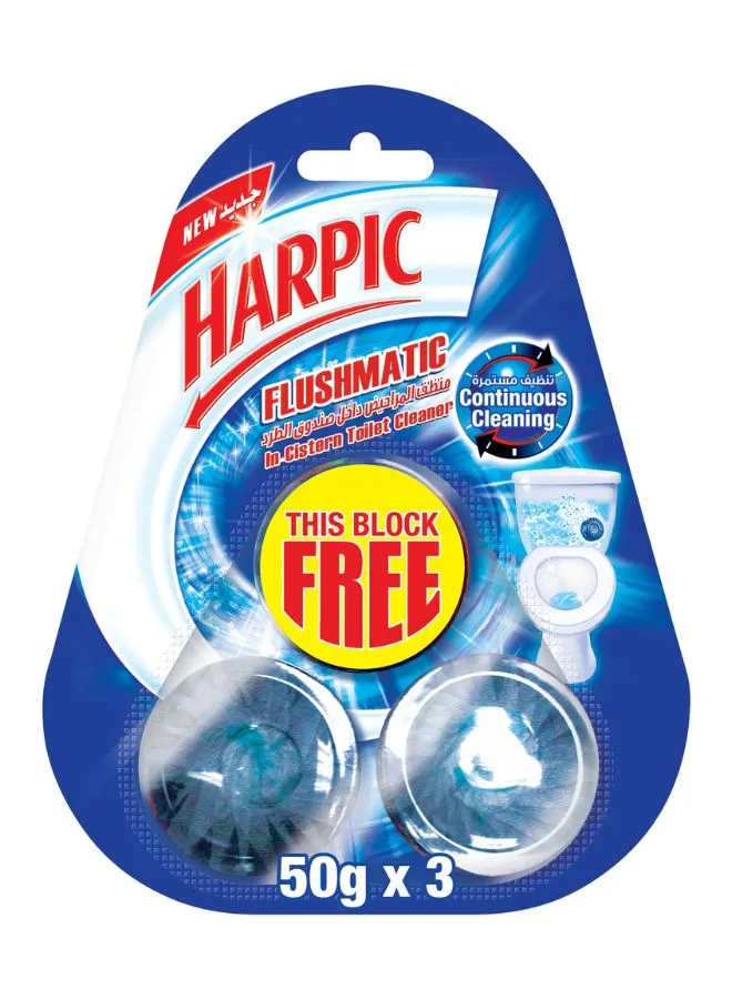 Harpic Flushmatic In-Cistern Toilet Cleaner Set 3 Pieces Blue 50grams