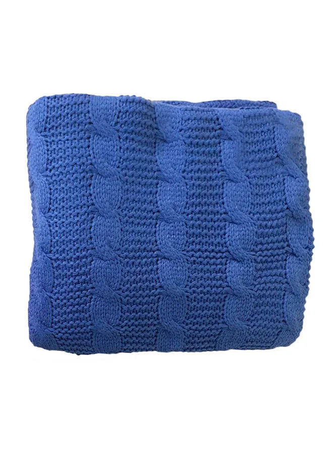 noon east Lightweight Summer Blanket Queen Size 400 GSM Soft Knitted All Season Blanket Bed And Sofa Throw  160 X 220 Cms Blue