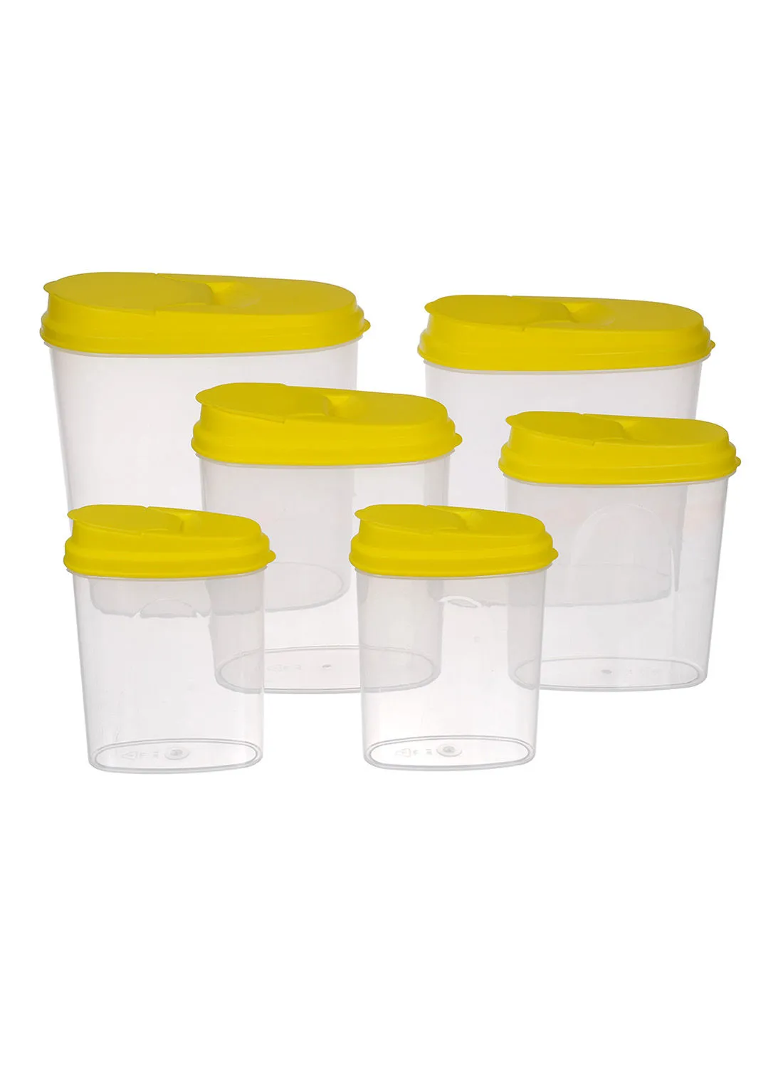 Amal 6 Piece Plastic Food Container Set - Easy Pour Lids - Food Storage Box - Storage Boxes - Kitchen Cabinet Organizers - Yellow