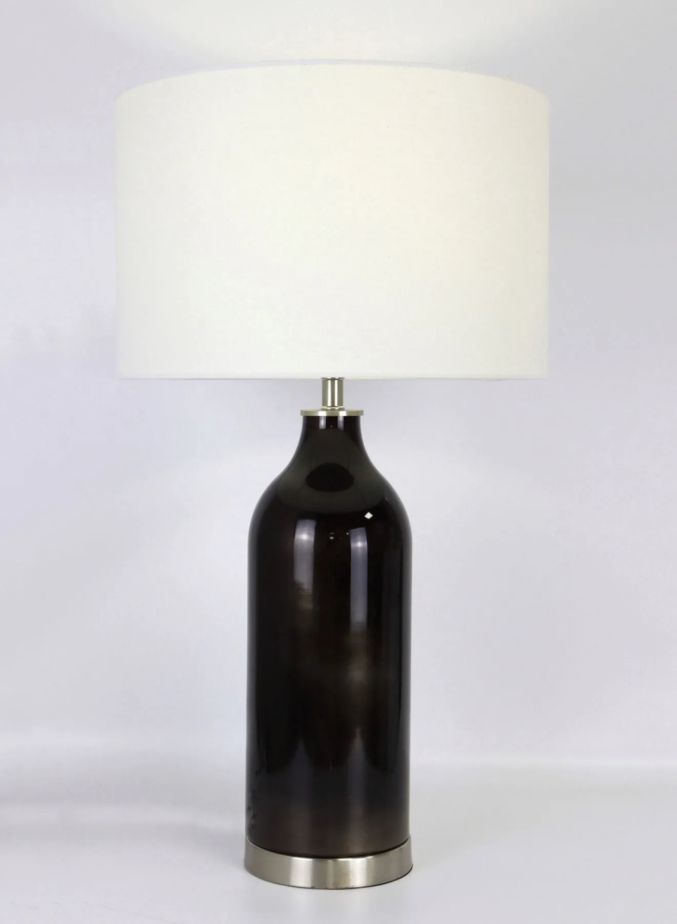 مصباح طاولة زجاجي بتصميم عصري من ebb & flow مادة فاخرة فريدة من نوعها ذات جودة عالية لمنزل أنيق مثالي RSN71034 رمادي غامق 15 × 26.5