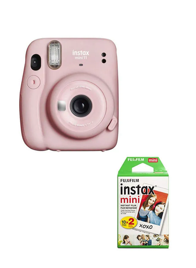 FUJIFILM Instax Mini 11 Instant Film Camera With Pack Of 20 Films Pink