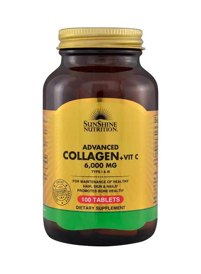 SUNSHINE NUTRITION Advanced Collagen + Vitamin C  Dietary Supplement 100 Tablets