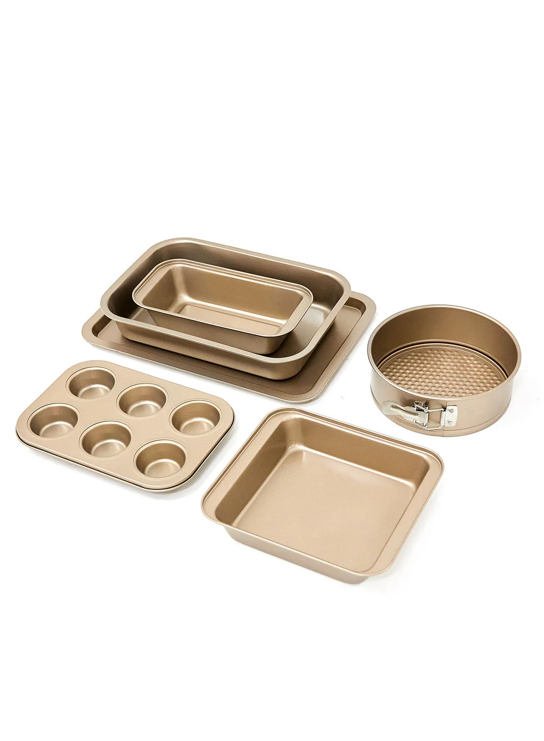 noon east 6 Piece Oven Pan Set - Made Of Carbon Steel - Baking Pan - Oven Trays - Cake Tray - Oven Pan - Cake Mold - Rose Gold