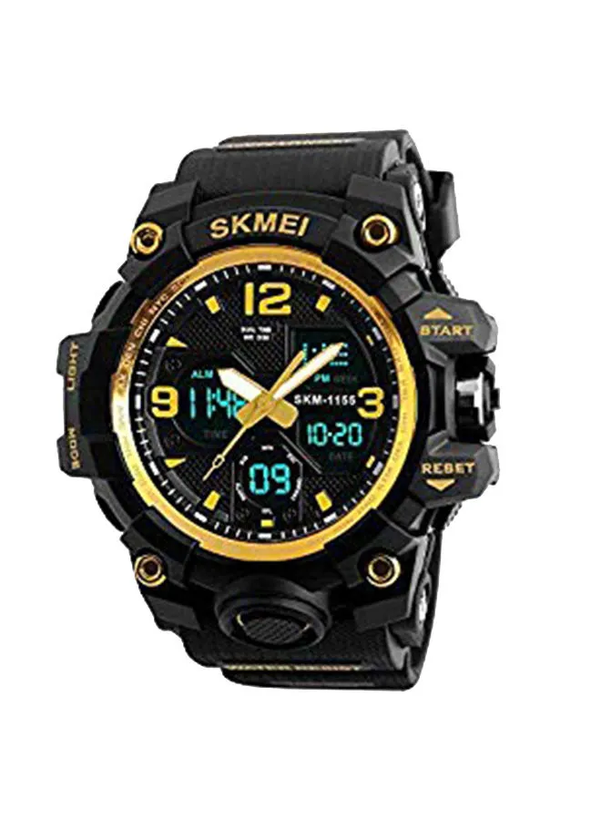 ساعة SKMEI للرجال بعقارب ورقمية من السيليكون 1155-55 ملم - أسود