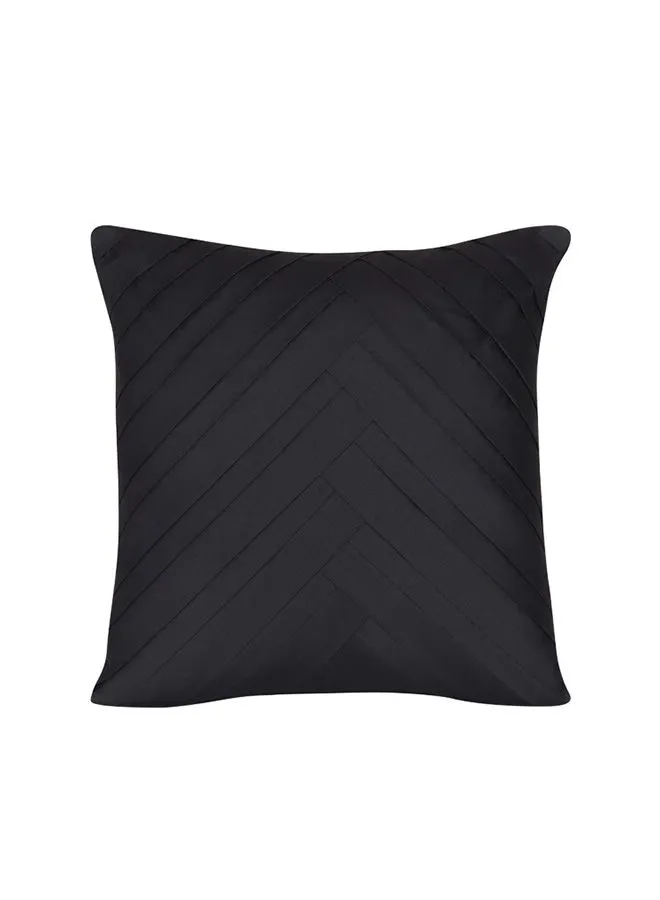 Hometown Square Shape Flocked Pattern Cushion Cover Black 40X40cm