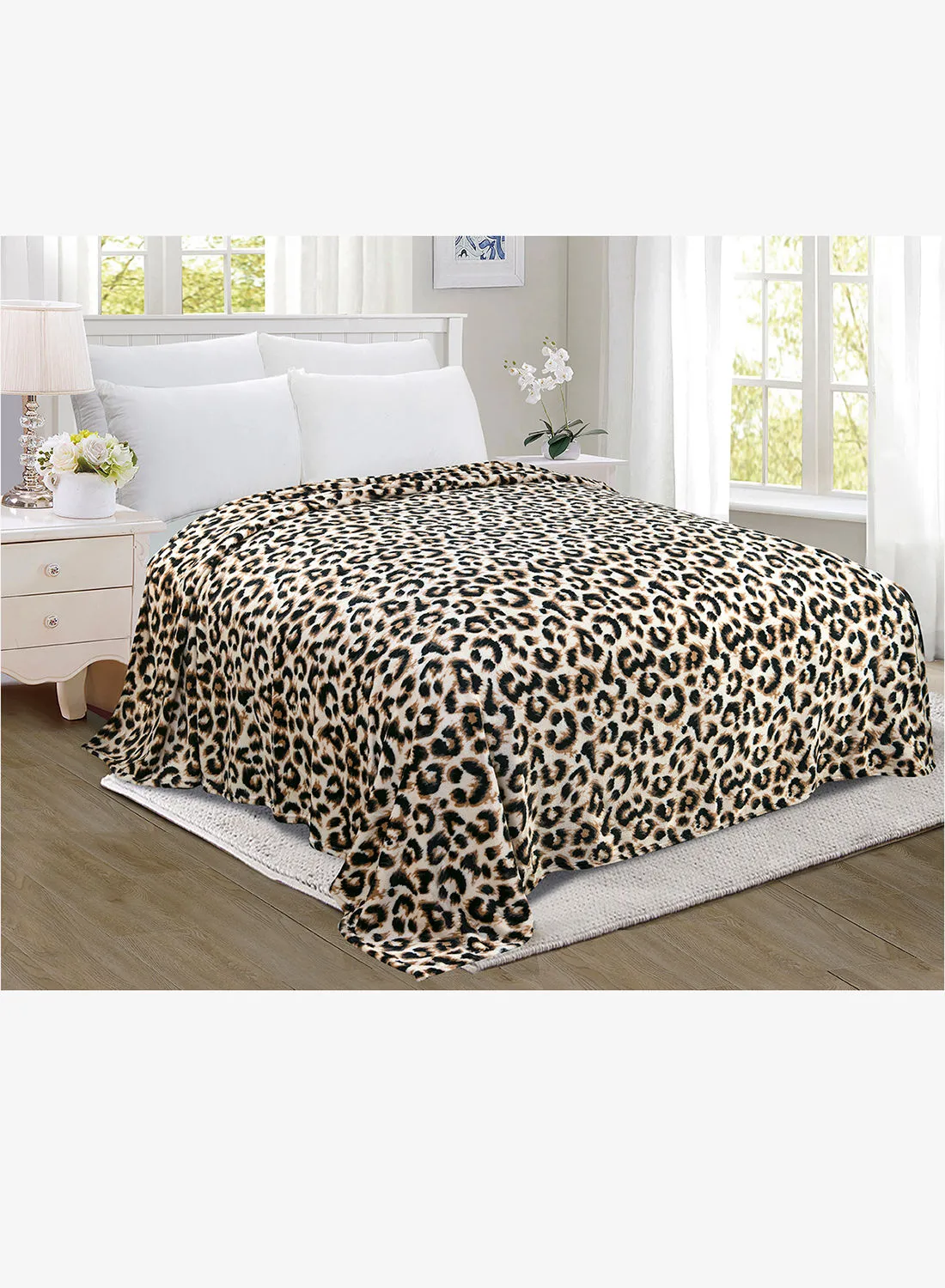 Noon East Lightweight Summer Blanket King Size 220 GSM Extra Soft Fleece All Season Blanket Bed And Sofa Throw  220x240 cms Leopard Print Leopard Print 220 x 240cm