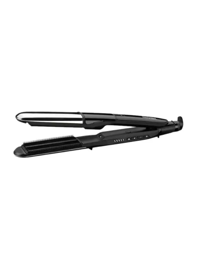 babyliss Steam Shine Styler Hair Straightener, Fast Heat-Up With 39mm Wide Diamond Ceramic Plates, 150°C to 230°C, 5 Heat Settings, Ionic Frizz Control, ST496SDE Black/Silver