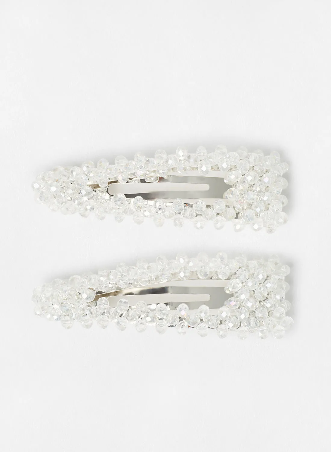 Reserved Embellished Clip (Pack of 2) White