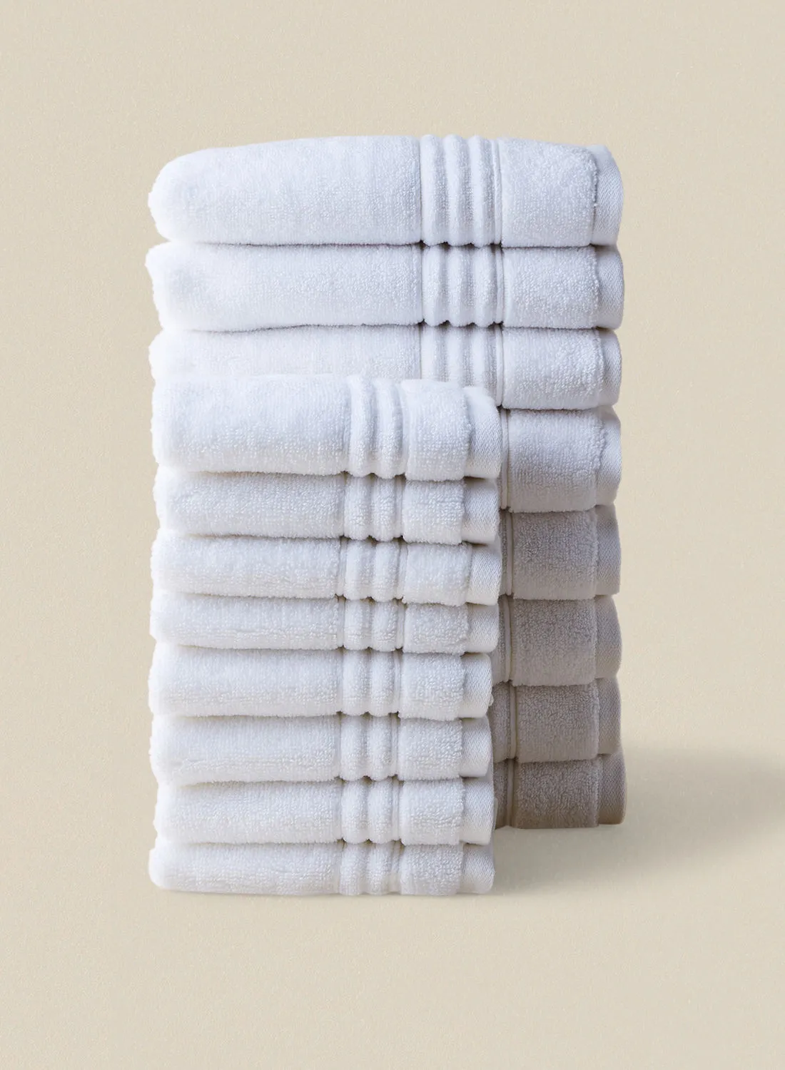 noon east 16 Piece Bathroom Towel Set - 500 GSM 100% Cotton - 8 Hand Towel - 8 Face Towel - White Color - Highly Absorbent - Fast Dry
