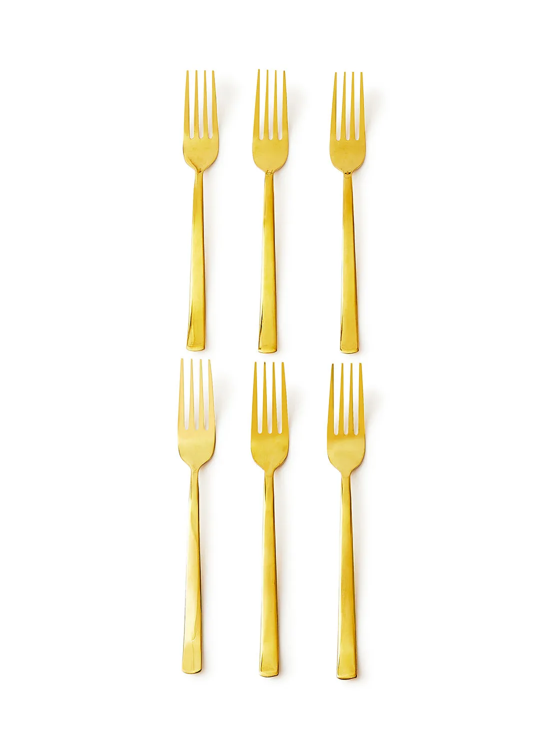 noon east 6 Piece Forks Set - Made Of Stainless Steel - Silverware Flatware - Fork Set - Serves 6 - Design Gold Spade