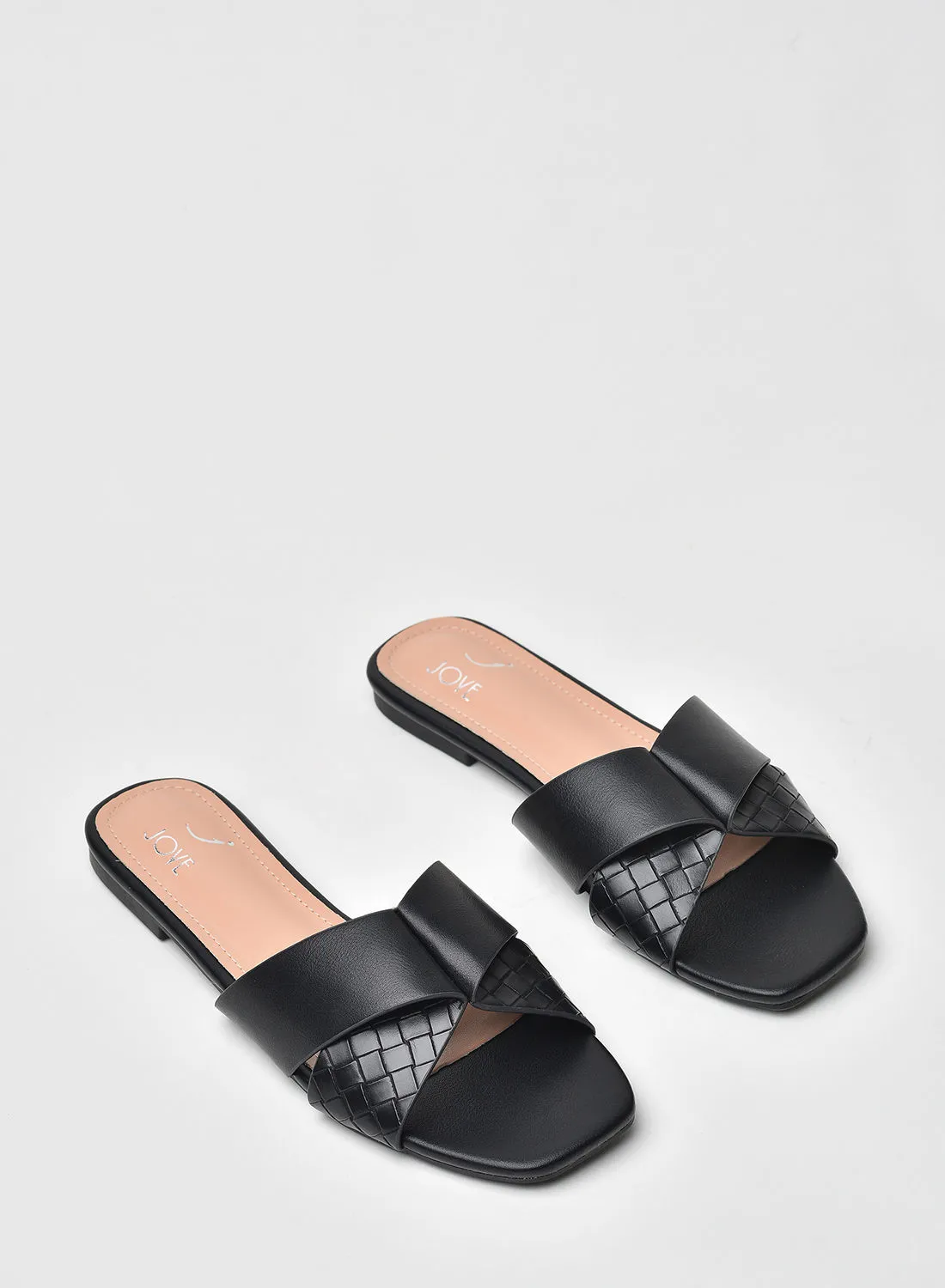 Jove Stylish Elegant Flat Sandals Black