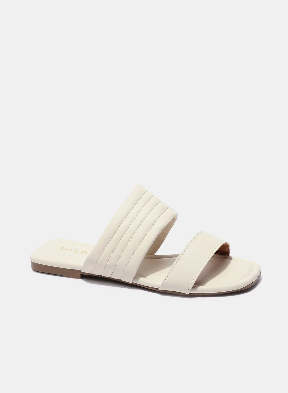 Aila Casual Plain Flat Sandals White