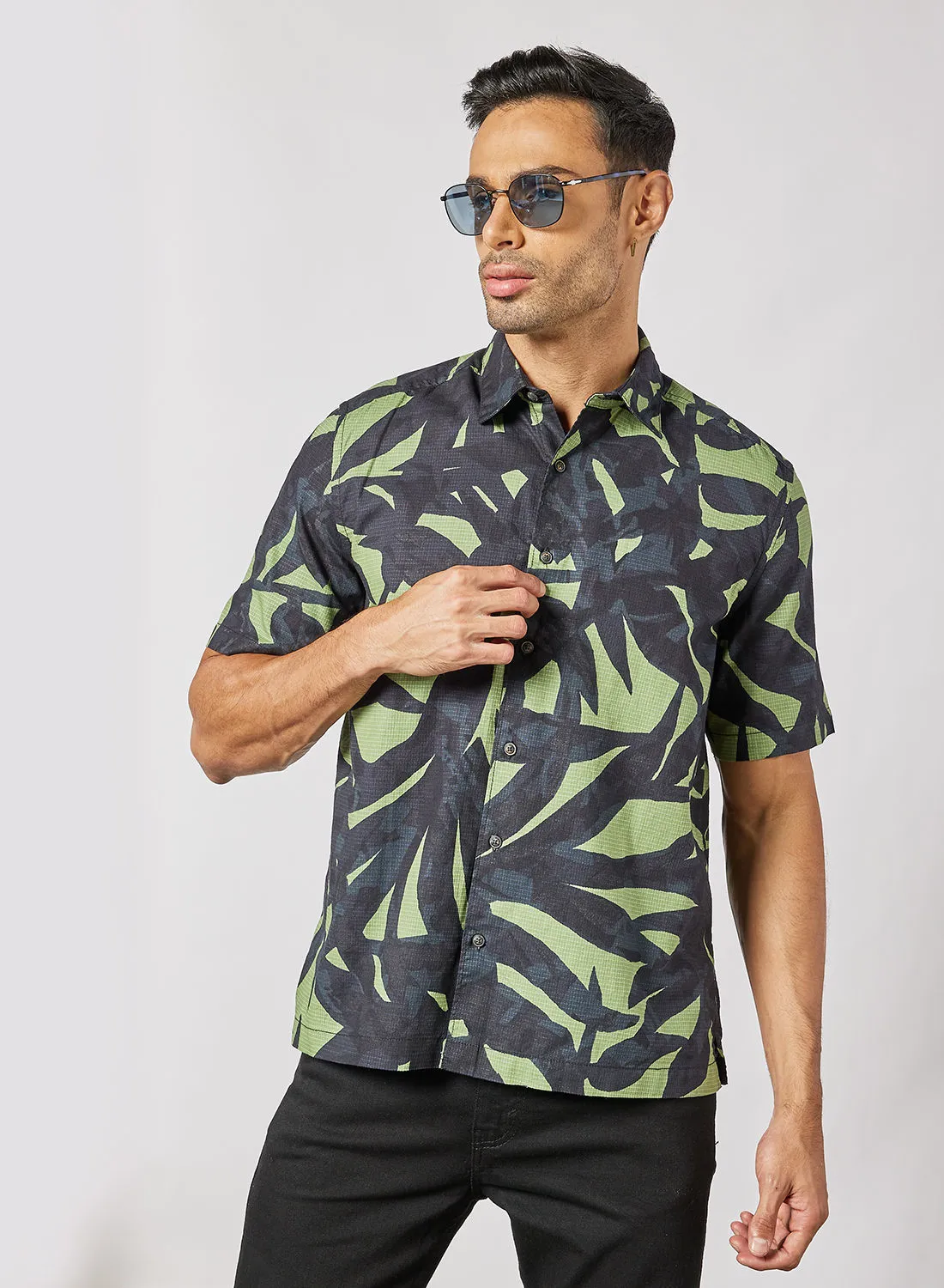 ONLY & SONS Leaf Print Shirt Green
