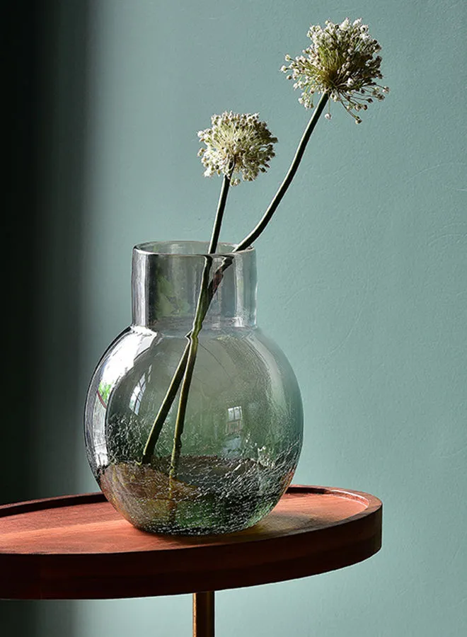 ebb & flow Modern Handmade Glass Flower Vase Unique Luxury Quality Material For The Perfect Stylish Home BX-S9510 Green 21cm