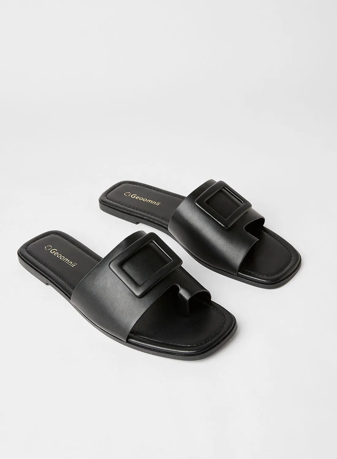 Geoomnii Casual Comfortable Flat Sandals Black