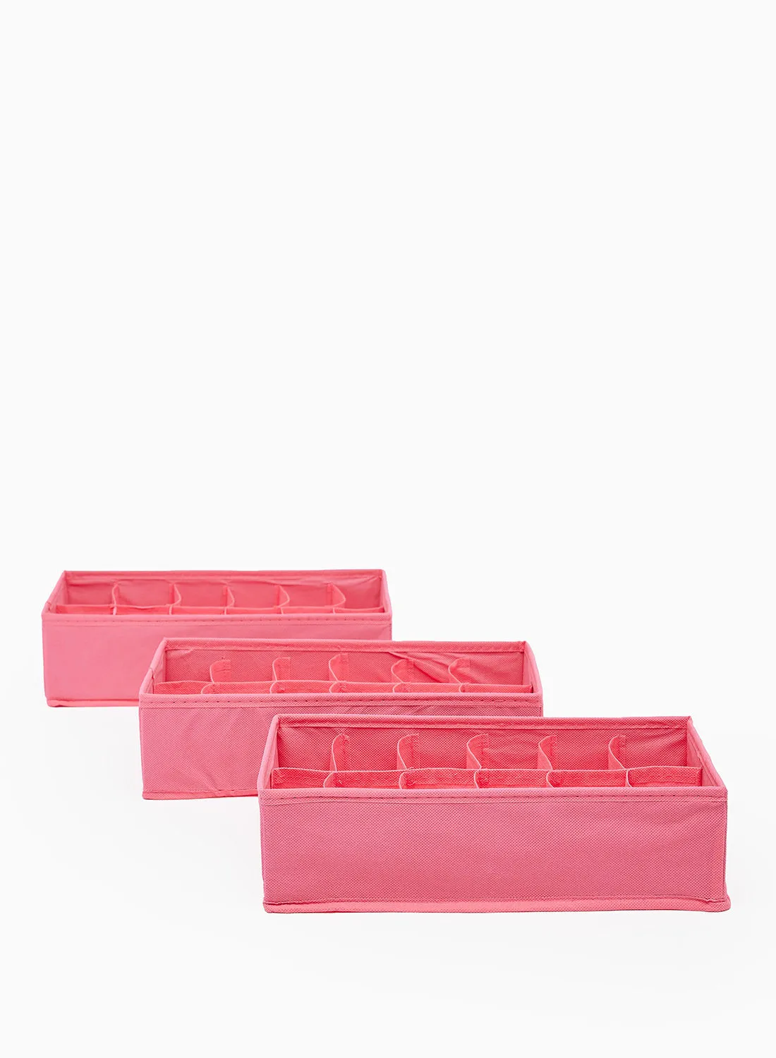 Amal 12 Compartment Divider 3 Pack Foldable Storage Organizer Basics Bra And Undergarment Dresser Organizers Rose Red 33X9X17cm