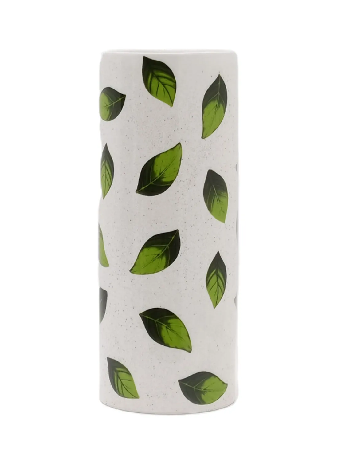 تبديل مزهرية سيراميك ذات تصميم أنيق وفريد ​​من نوعه مواد ذات جودة فاخرة لمنزل أنيق ومثالي N13-152 أبيض / أخضر 19 × 49 سم