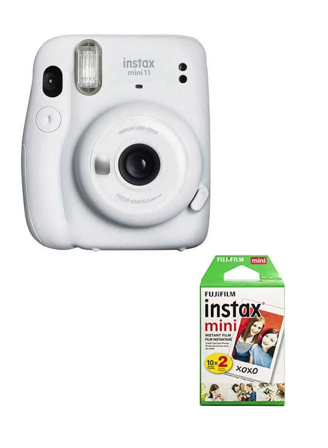 FUJIFILM Instax Mini 11 Instant Film Camera With Pack Of 20 Film White