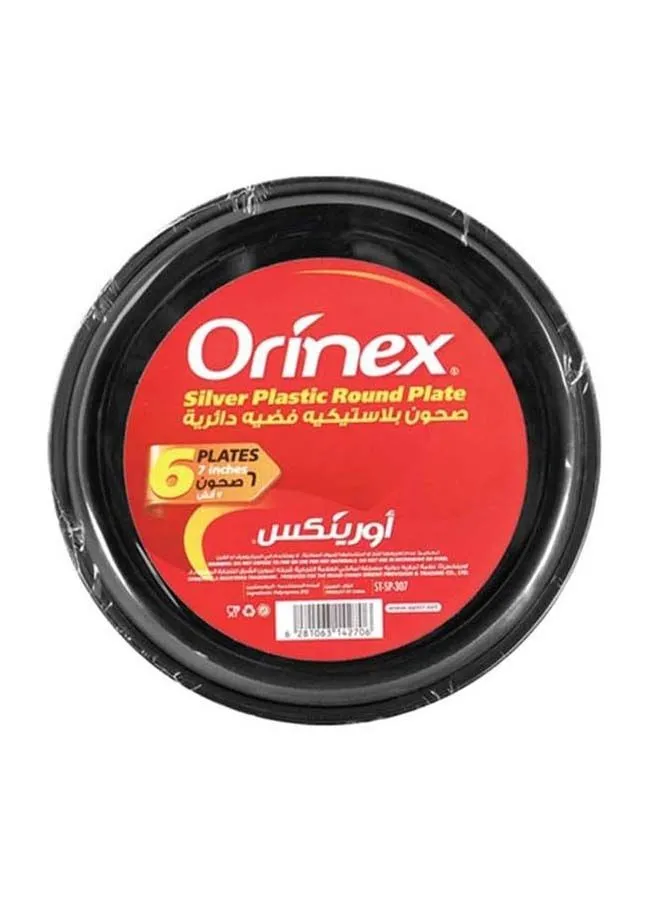 Orinex Plastic Round plats 7 inches Silver