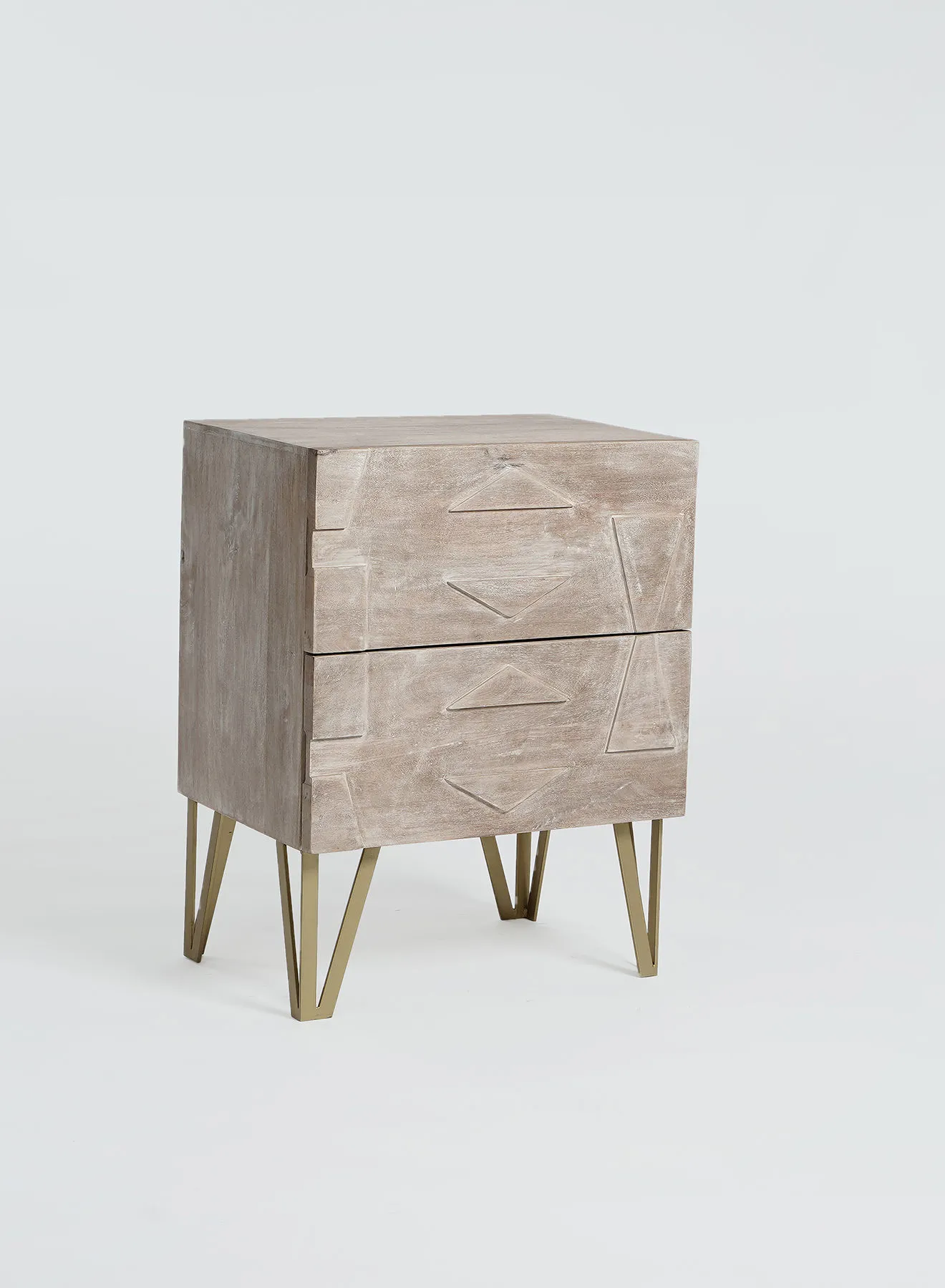ebb & flow Bedside Table Luxurious - Size Wood Gold/Natural Nightstand Comdina - Bedroom Furniture