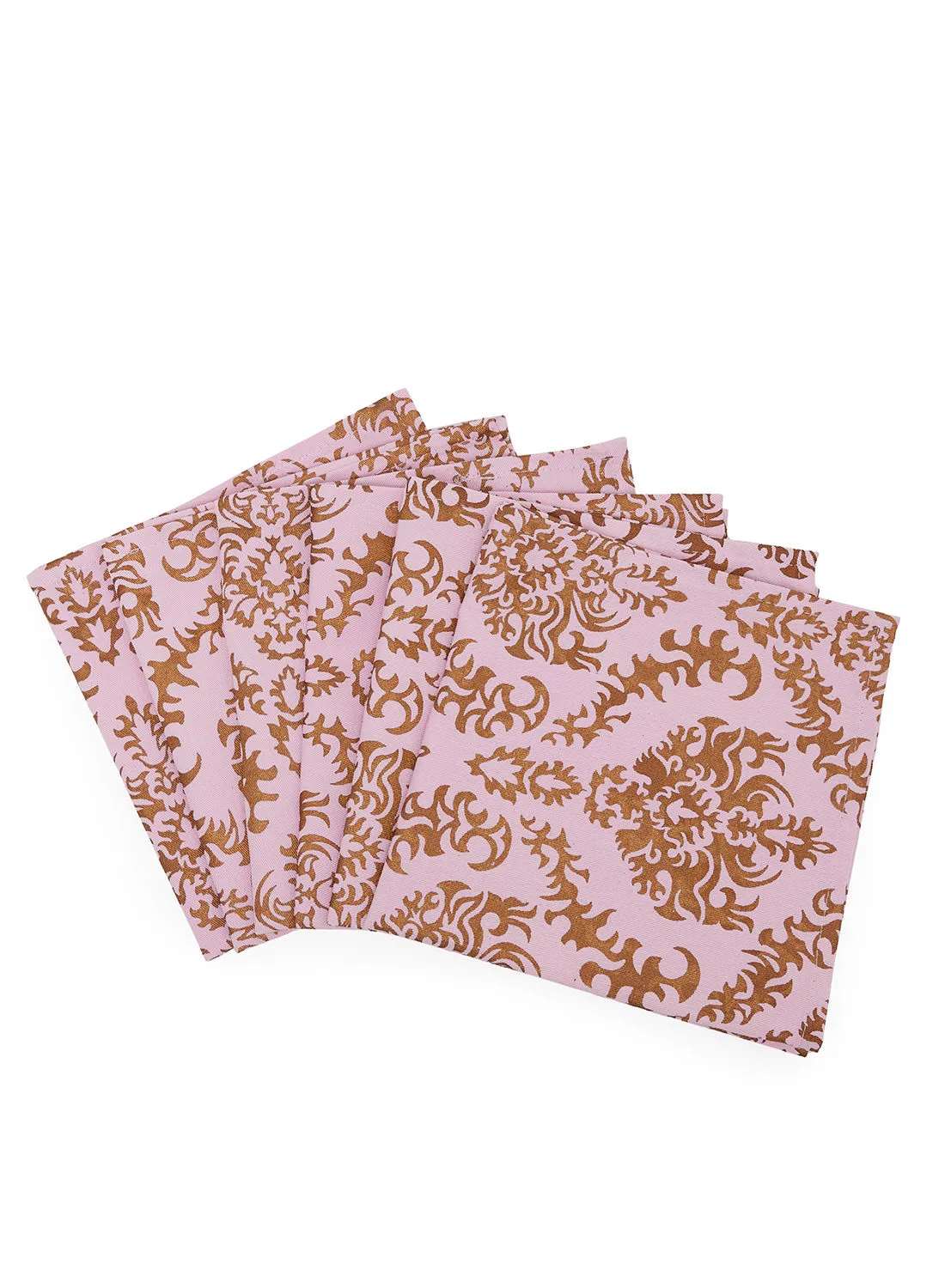 Amal 6 Piece Table Napkin Set - Printed Cloth Napkins For Dining Table - Napkins - Gold/Ivory