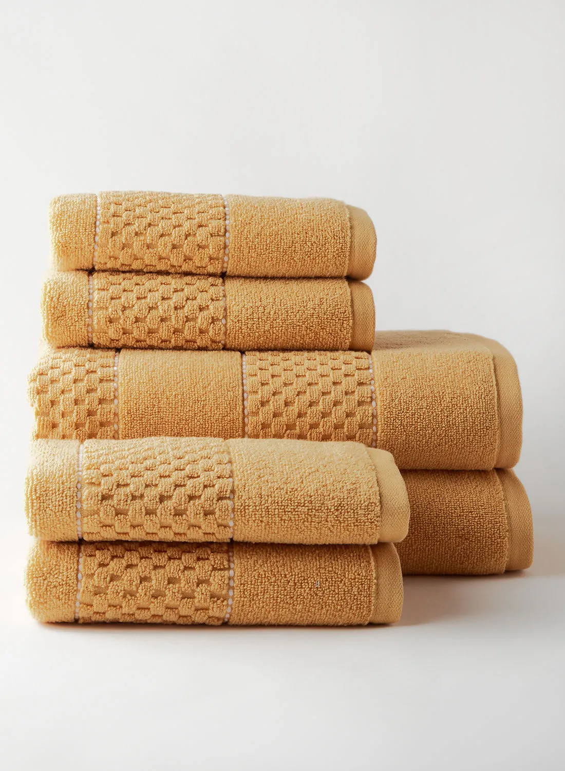 ebb & flow 6 Piece Bathroom Towel Set - 500 GSM - 4 Hand Towel - 2 Bath Towel - Gold Color -Luxury Velvet Feel - Ultra Soft - Quick Dry