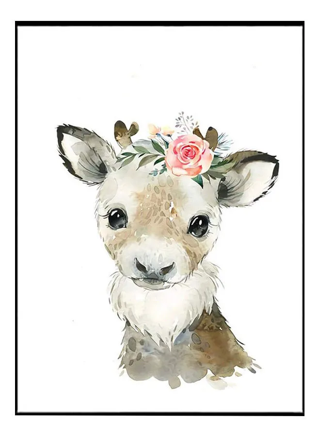 DECOREK Deer Printed Canvas Painting White/Olive/Grey 57 x 71 x 4.5centimeter