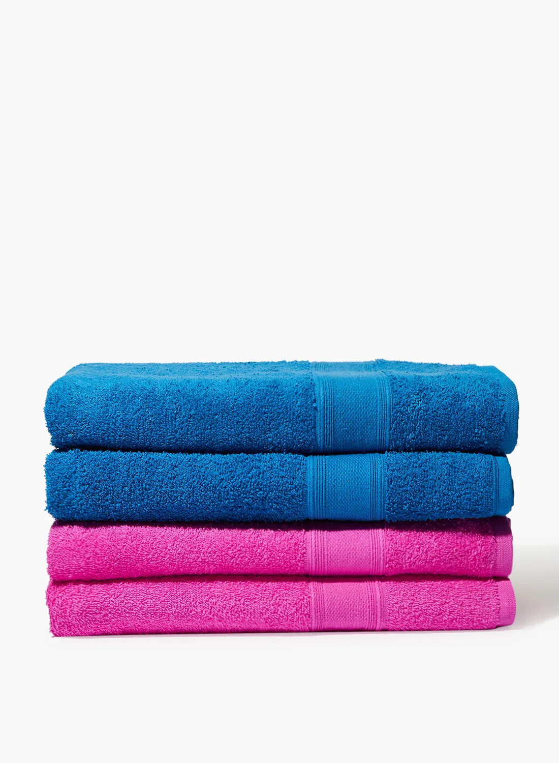 Amal 4 Piece Bathroom Towel Set - 400 GSM 100% Cotton Terry - 4 Bath Towel - Blue Color -Quick Dry - Super Absorbent