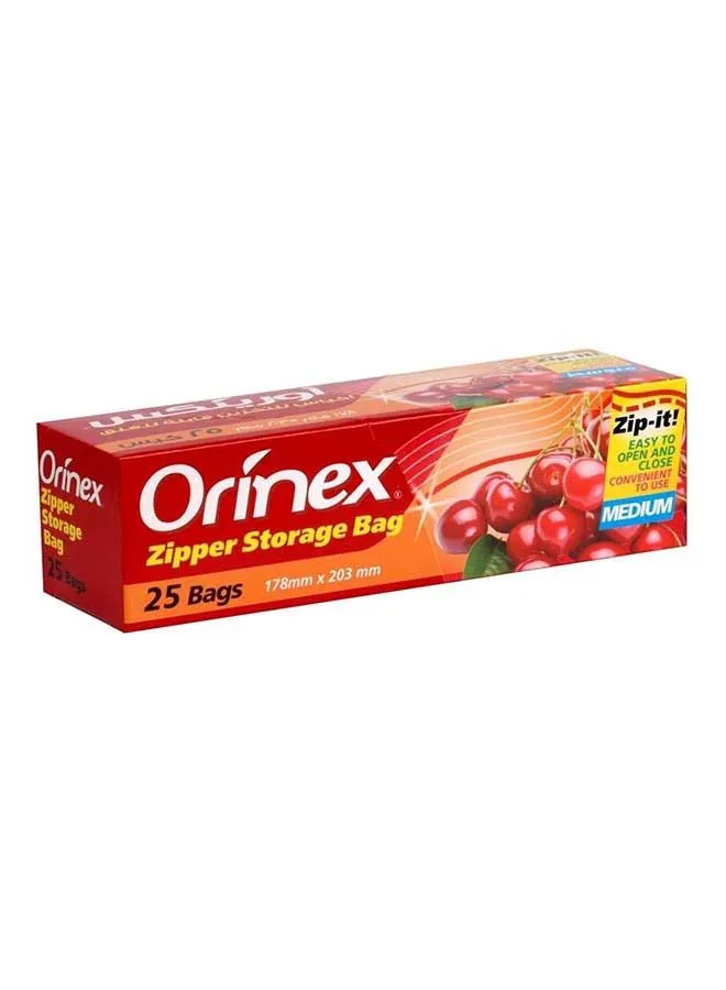 Orinex 25-Piece Zipper Storage Bag Set Clear 178x203mm