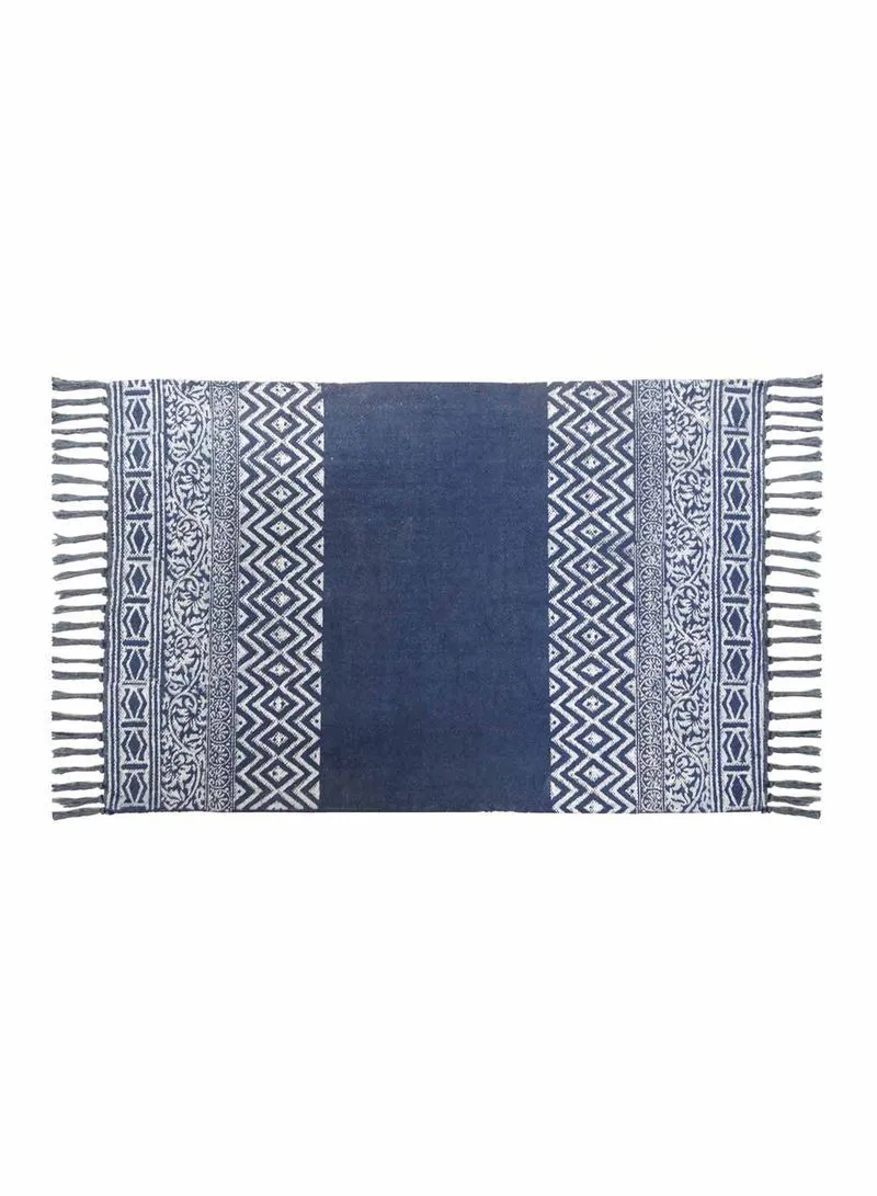 Noon East Bath Mat - 60X90 Cm - 100% Cotton - Indigo Color - Bathroom Mat Soft And Cushion Indigo 60 x 90cm