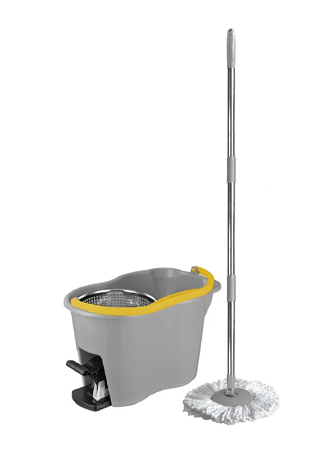 APEX 360 Degree Rotating Magic Spin Mop And Bucket Set Yellow/Grey/Silver 44x31x30cm