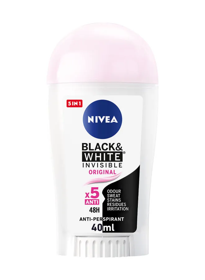 Nivea Black & White Invisible Original, Antiperspirant for Women, Stick 40ml Multicolour 40ml